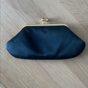 Anya Hindmarch Black Clutch with Gold Accents